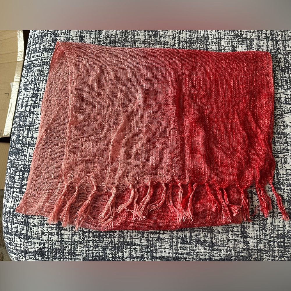 Salmon Pink Silky Gauze Scarf